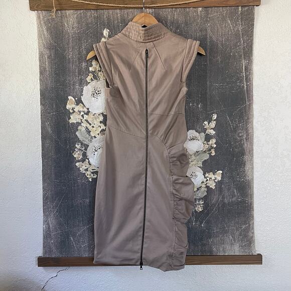 Yigal Azrouel Beige Bodycon Ruched Dress Size 2 - Picture 8 of 12